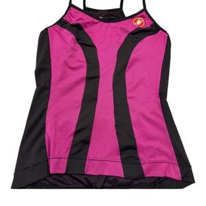 Castelli Women’s Cycling Jersey Tank Medium Pink Black Sleeveless Pockets EUC